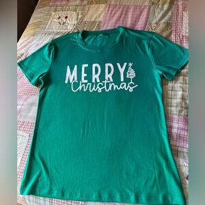 Green Merry Christmas T-Shirt Ladies Size S NEW‎